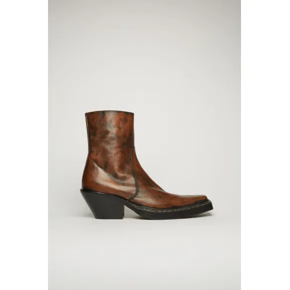 阿克尼/Acne 女士 西部风皮靴 棕色 AD0304-700