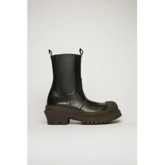 阿克尼/Acne 女士 切尔西皮靴 黑色/深棕色 AD0318-BXC