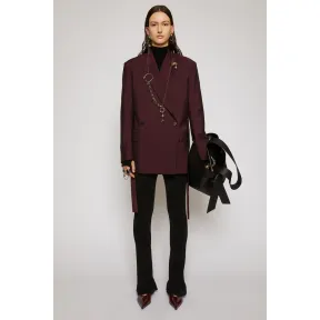 阿克尼/Acne 女士 双排扣束腰夹克 茄紫色/黑色 AH0108-BH1