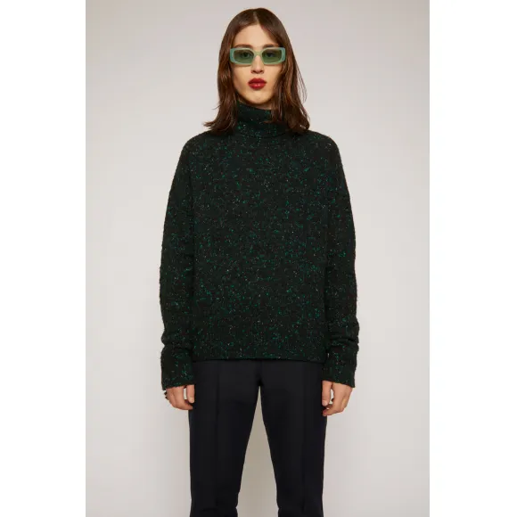 阿克尼/Acne 男士 植绒高领毛衣 黑色/绿色 B60157-AIG