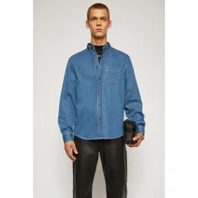 阿克尼/Acne 男士 修身牛仔衬衫 中蓝色 BB0186-863