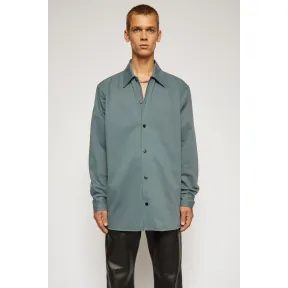 阿克尼/Acne 男士 宽松版型斜纹棉衬衫 尘绿色 BB0199-ABB