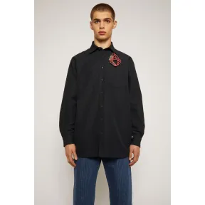 阿克尼/Acne 男士 混纺斜纹棉衬衫 海军蓝 BB0319-BG3