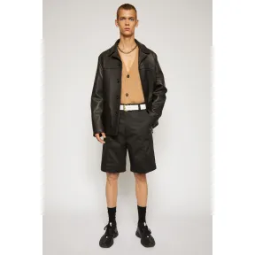 阿克尼/Acne 男士 阔腿棉短裤 黑色 BE0023-900