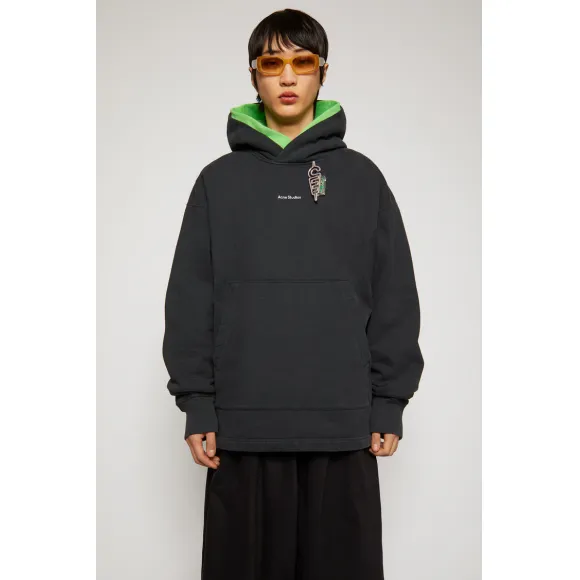 阿克尼/Acne 男士 徽标印花连帽运动衫 黑色 BI0079-900