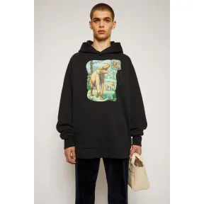 阿克尼/Acne 男士 恐龙印花连帽运动衫 黑色 BI0101-900