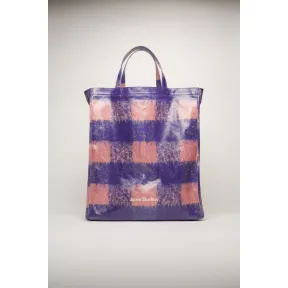 阿克尼/Acne 女士 格纹印花托特包 蓝色/粉色 C10061-AMX