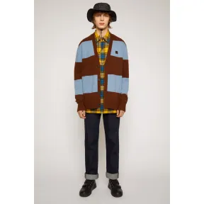 阿克尼/Acne 女士 拼色条纹开衫 深棕色/矿物蓝 C60018-BZD