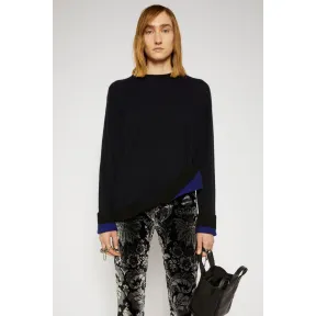 阿克尼/Acne 女士 中性风格羊绒毛衣 黑色/紫色 C60022-AFW