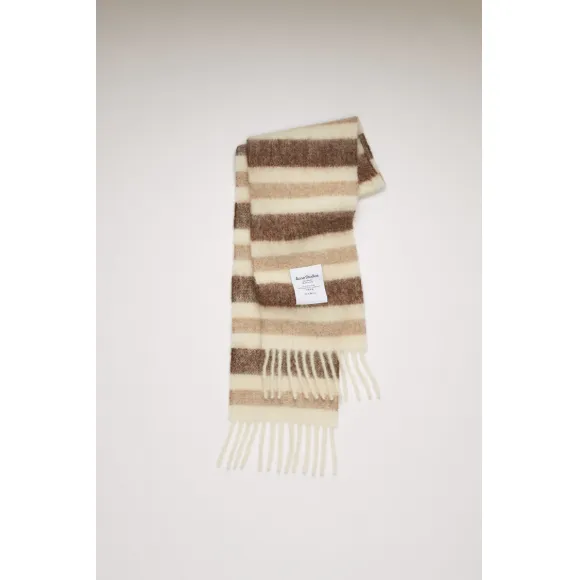 阿克尼/Acne 女士 条纹围巾 白色/米色/棕色 CA0096-CII