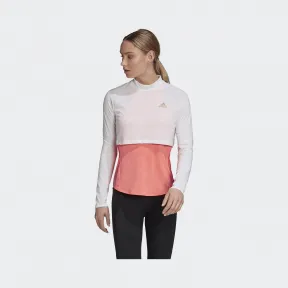 阿迪达斯/Adidas 运动表现 白/粉 女士 ADAPT TEE W 跑步运动服装 FT0480