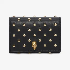 亚历山大麦昆/Alexander McQueen 纳帕皮革铆钉 Fold Over 卡夹 女士 22000644be 327883AXZOO1000