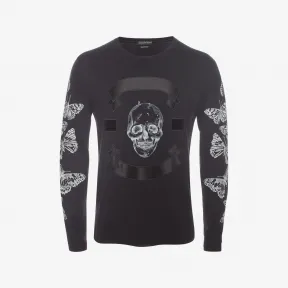 亚历山大麦昆/Alexander McQueen 有机平纹针织 Skull & Satin T 恤 男士 37893723bw 435914QHZU30901