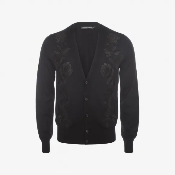 亚历山大麦昆/Alexander McQueen 玫瑰刺绣长袖针织开衫 男士 39646352dr 429886Q1VXM1000