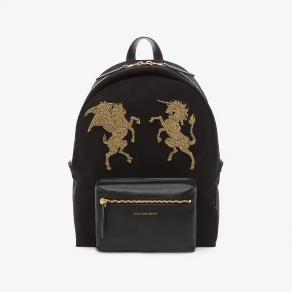 亚历山大麦昆/Alexander McQueen 刺绣金丝双肩包 男士 45344620fp 4536619DK1G1000