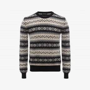 亚历山大麦昆/Alexander McQueen 几何感条纹羊绒套衫 男士 39738758ww 477006Q1WES1263