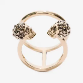 亚历山大麦昆/Alexander McQueen 双骷髅双圈戒指 女士 50192638ut 482266J160K7285