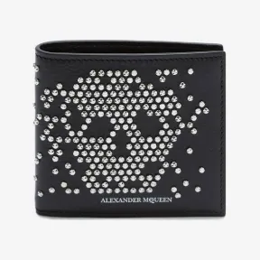 亚历山大麦昆/Alexander McQueen 男士黑色铆钉皮革双折钱包 5508181ACYN1000 809382577