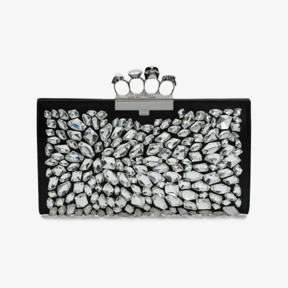 亚历山大麦昆/Alexander McQueen 女士黑色珠宝扁平手拿包 570582DYTBH1000 812853039