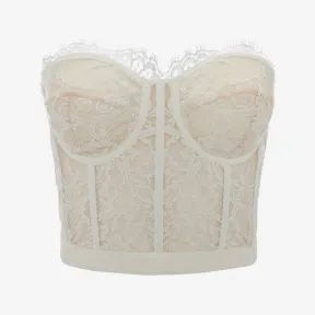 亚历山大麦昆/Alexander McQueen 白色蕾丝紧身胸衣 586959QEAAH9005 