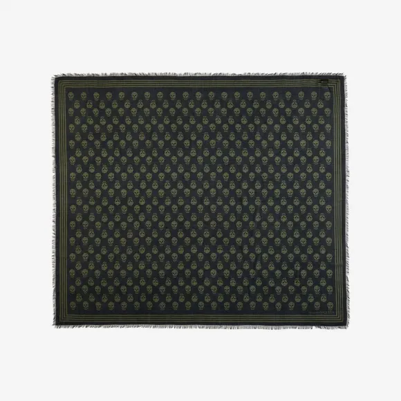 亚历山大麦昆/Alexander McQueen 男士机车丝巾黑色/卡其色 5909344418Q1066