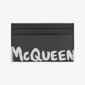 亚历山大麦昆/Alexander McQueen 男士McQueen Graffiti 卡夹黑色/白色 6021441AAML1070