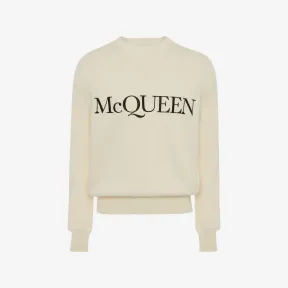 亚历山大麦昆/Alexander McQueen 男士McQueen刺绣圆领套衫海军蓝/黑色 651184Q1XAY4064