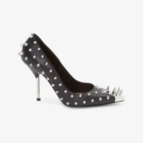 亚历山大麦昆/Alexander McQueen 黑色/银色 女士 高跟鞋 651711WHS4I1081 