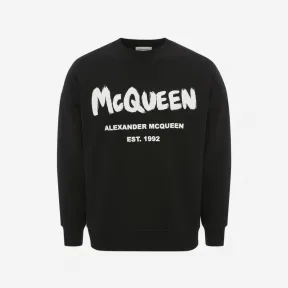 亚历山大麦昆/Alexander McQueen 女式 McQueen 涂鸦黑色/白色卫衣 659975QZAD50520 
