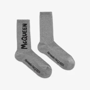 亚历山大麦昆/Alexander McQueen 石墨色/黑色 男士 袜子 6602734D33Q1260 