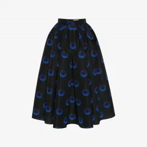 亚历山大麦昆/Alexander McQueen 女士Iris聚拢式半身裙午夜蓝色 684284QDAMG4120