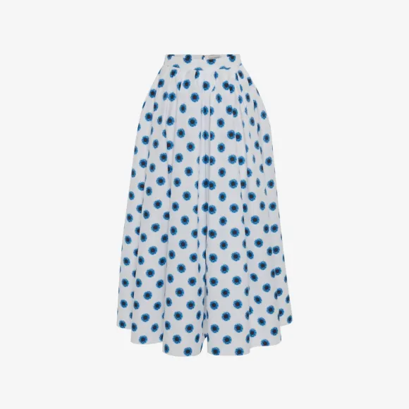 亚历山大麦昆/Alexander McQueen 女式银河蓝 Iris 聚拢中长半身裙 684284QDAMI4155 