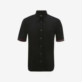 亚历山大麦昆/Alexander McQueen 男士黑色镶边徽标贴带 Polo 衫 685496QRN441000 