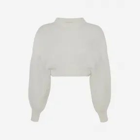 亚历山大麦昆/Alexander McQueen 女式象牙色短款茧袖套头衫 688349Q1A5C9004 