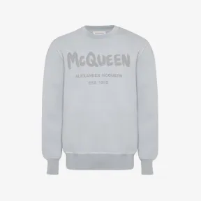 亚历山大麦昆/Alexander McQueen 男士 McQueen 深灰色涂鸦卫衣 688713QUZ810912 