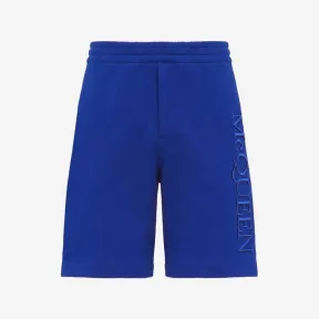 亚历山大麦昆/Alexander McQueen 男士银河蓝徽标刺绣短裤 688721QVX964155 
