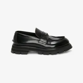 亚历山大麦昆/Alexander McQueen 黑色/银色 男士 乐福鞋 705086WIC651081 