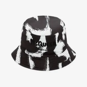 亚历山大麦昆/Alexander McQueen 黑色/象牙色 男士 渔夫帽 7056834404Q1078 