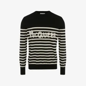 亚历山大麦昆/Alexander McQueen 黑色/象牙色 男士 卫衣 705940Q1GBM1001 