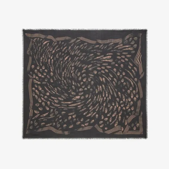 亚历山大麦昆/Alexander McQueen 机车漩涡图案围巾 男士 7064784418Q1079