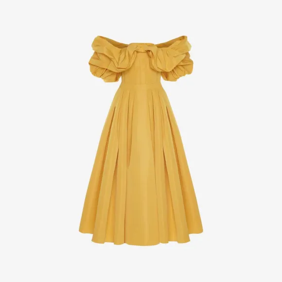 亚历山大麦昆/Alexander McQueen 流行黄色 女士 连衣裙 708557QEACM7029 