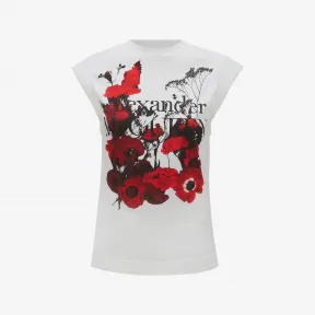 亚历山大麦昆/Alexander McQueen Floral Love合身T恤 女士 709088QZAGY0900
