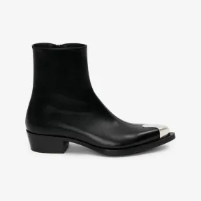 亚历山大麦昆/Alexander McQueen 黑色/银色 男士 中筒靴 711114WHSWD1081 