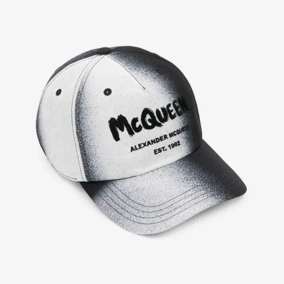 亚历山大麦昆/Alexander McQueen 黑色/象牙色 男士 棒球帽 7113714404Q1078 