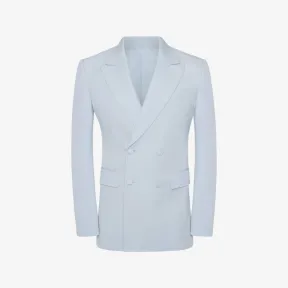 亚历山大麦昆/Alexander McQueen 男士春季蓝色粒纹双排扣夹克 717408QUU914850 