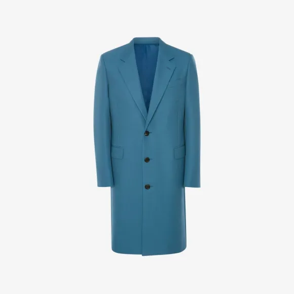亚历山大麦昆/Alexander McQueen 男士蓝色翠鸟色单排扣外套 717505QUV464640 