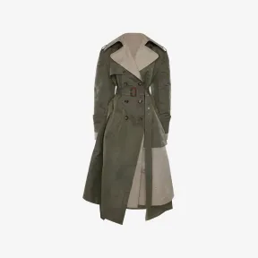 亚历山大麦昆/Alexander McQueen 卡其色/石头 女士 风衣 718484QEADE0304 