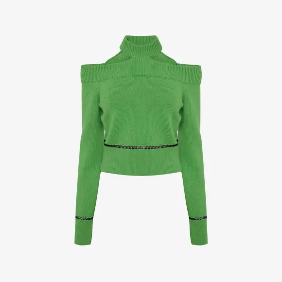 亚历山大麦昆/Alexander McQueen 切缝露肩套衫 女士 720625Q1A4K3028