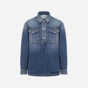 亚历山大麦昆/Alexander McQueen 男式水洗蓝色套头牛仔衬衫 724594QUY444001 