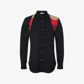 亚历山大麦昆/Alexander McQueen 男士墨蓝色拼布吊带衬衫 726105QUN664108 